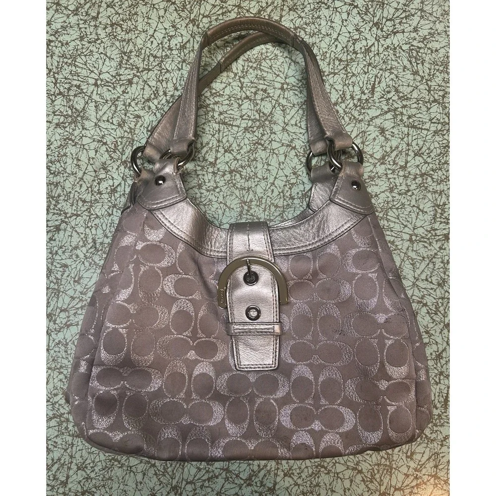 VTG Coach SoHo Hobo Purse F18911 S Er Gray Signature C